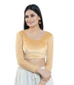 Gold Long Sleeves Solid Stretchable Saree Blouse