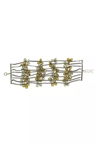 Dual tone ghungroo hand bracelet silver gold bangle bracelet gifts for her