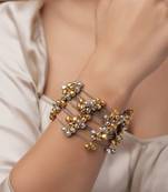 Dual tone ghungroo hand bracelet silver gold bangle bracelet gifts for her