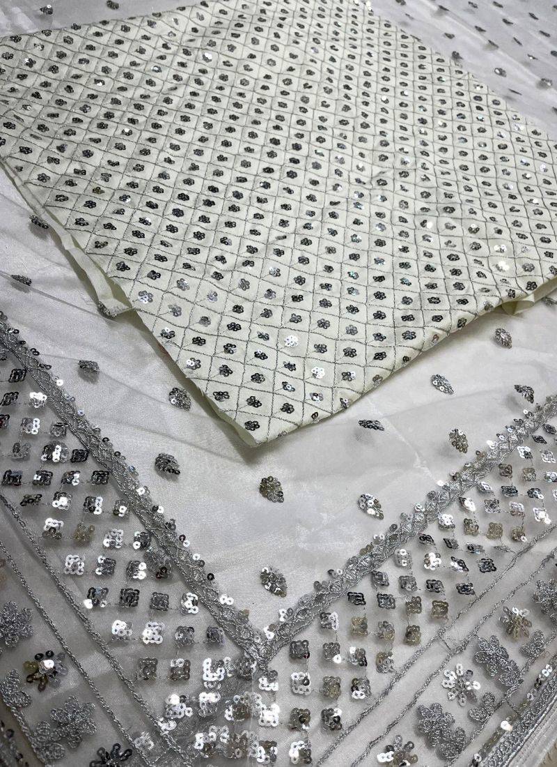 Silver Premium Heavy Net Sequins_Work Party Wear Saree