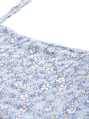 Aarika womens party wear blue colour floral print georgette middi 2