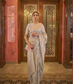 Grey Silk Blend Party Wear Sequins Saree Collection