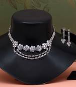 Silver color stone necklace set