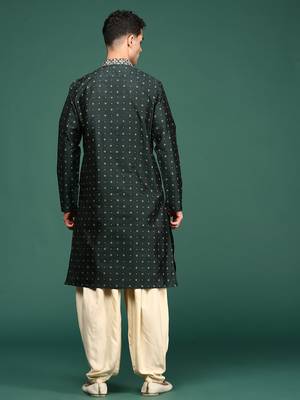Mens green color embroidery  embellished  kurta 3