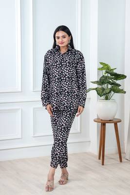 Black polka dot top with trousers co-ord set 1