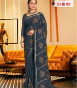 New design fancy chiffon embroiderd flower pattern saree