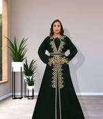 SALE!! Wedding Velvet Dress Islamic Abaya Ari Embroidery Work Kaftan Abaya Party Wedding Women Dress 