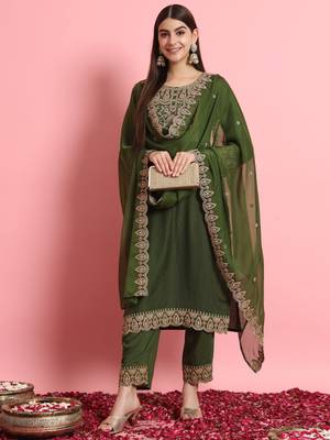   women kurta and trousers pant set silk blend 1