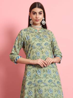  women viscose rayon a-line flared kurta with pant & dupatta set 3