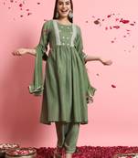   women kurta and trousers pant set silk blend