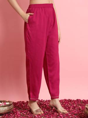   women kurta and trousers pant set silk blend 4