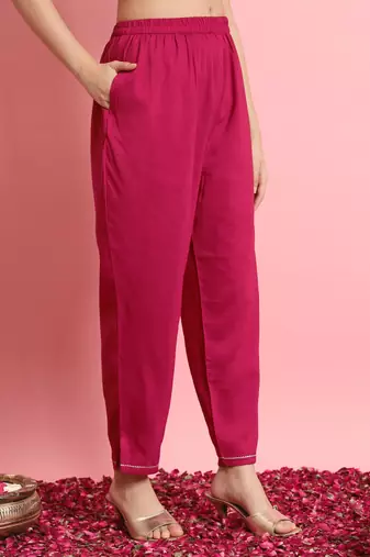   women kurta and trousers pant set silk blend