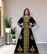 SALE New Morocco Wedding Velvet Dress Kaftan Farasha Abaya Very Long Gown 