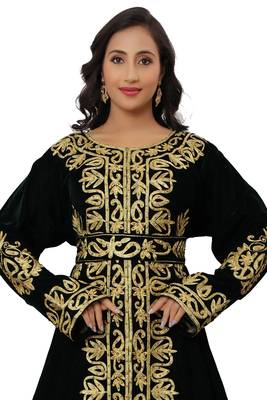 SALE New Morocco Wedding Velvet Dress Kaftan Farasha Abaya Very Long Gown  2