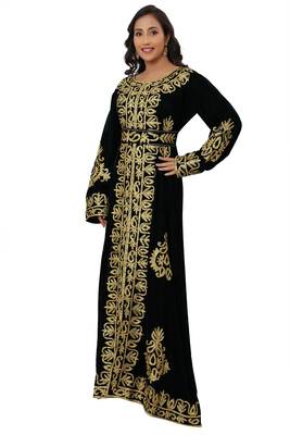 SALE New Morocco Wedding Velvet Dress Kaftan Farasha Abaya Very Long Gown  3