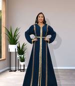 ale!! Royal Abaya Traditional Moroccan Dubai Kaftan Sequins Stone Work Party Wedding Women Dress