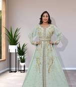 Sea Green Georgette Party Wear Kaftan