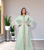 Sale sea Green Georgette Dubai Kaftan Wedding Bridesmaid African Abaya Gown Women Dress 
