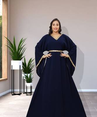 SALE!! New Navy Blue Abaya Fashion Islamic Kaftan Islamic Clothing Party Wear  1
