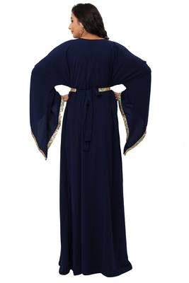 SALE!! New Navy Blue Abaya Fashion Islamic Kaftan Islamic Clothing Party Wear  4