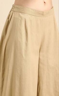 Modestouze Attires Women's  Cotton Blend Knee Length Kurta And Pant Set (Cream) (MAK75) 5