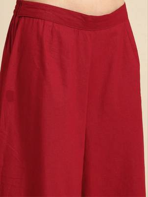 Modestouze Attires Women's Cotton Blend Knee Length Kurti And Pant Set (Red) (MAK75) 5