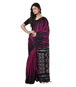 Party Wear Pink colour Handloom Soft Cotton Sambalpuri Printed Temple border saree with attach running blouse piece 