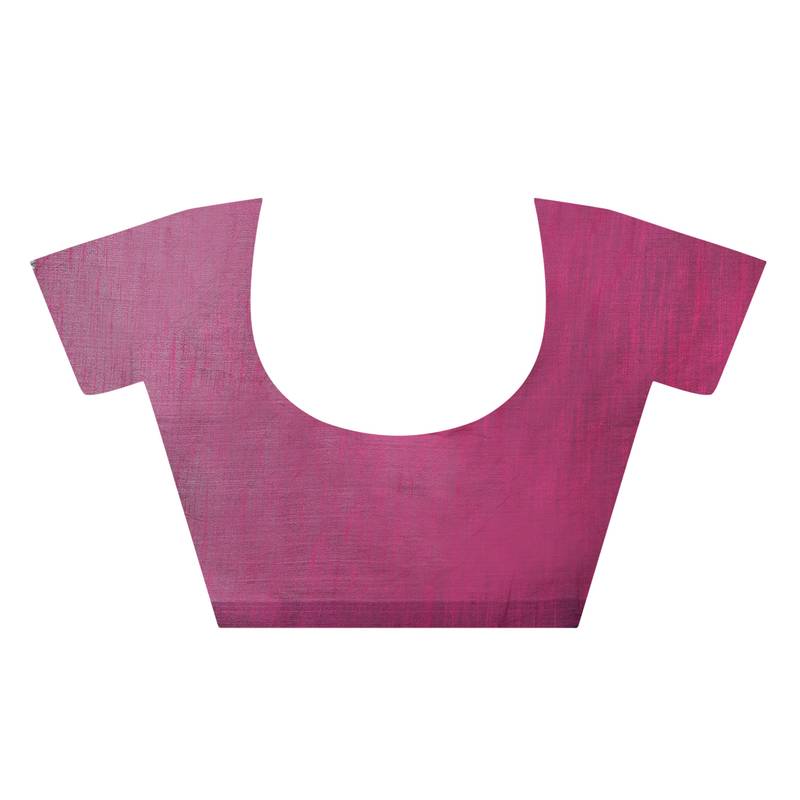 Party Wear Pink colour Handloom Soft Cotton Sambalpuri Printed Temple border saree with attach running blouse piece 