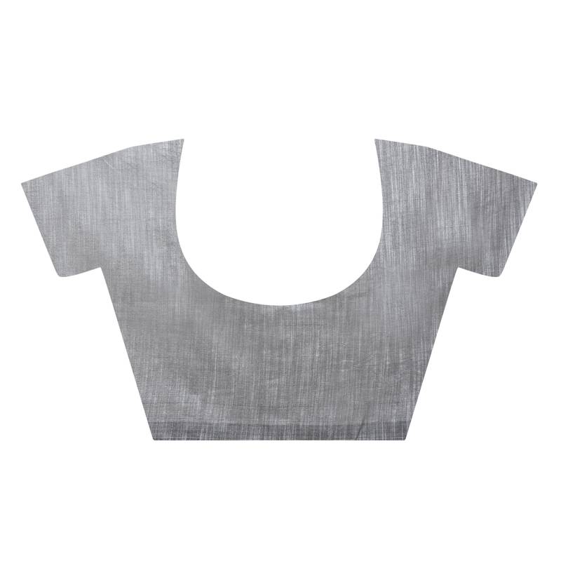 Party Wear Grey Handloom Soft Cotton Sambalpuri Printed Temple Border Saree With Attach Running Blouse Piece