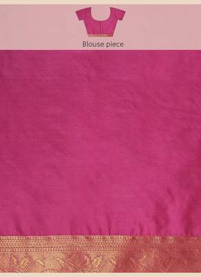 Wine Woven Faux Banarasi Silk Saree With Blouse Piece 5