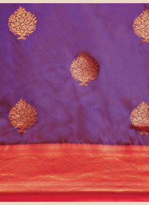Purple Woven Faux Banarasi Silk Saree With Blouse Piece 4