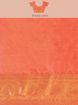 Green Woven Faux Banarasi Silk Saree With Blouse Piece 5