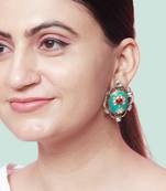 Gold plated layla design turquoise silver earrings