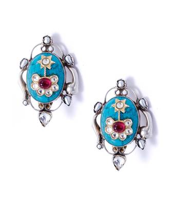 Gold plated layla design turquoise silver earrings 3