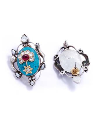 Gold plated layla design turquoise silver earrings 4