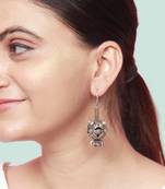 Unique ball shape long hoop silver earrings