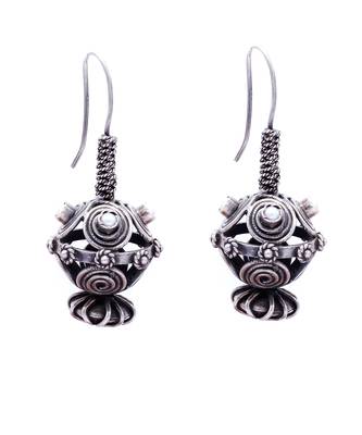 Unique ball shape long hoop silver earrings 3