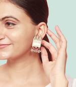 Flat rectangular silver earring