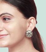 Silver floral design earrings