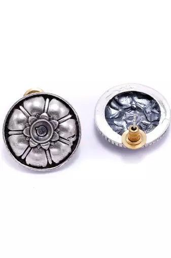 Silver floral design earrings