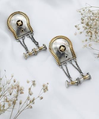 Gold shine silver earrings 1