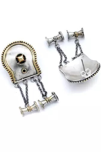 Gold shine silver earrings