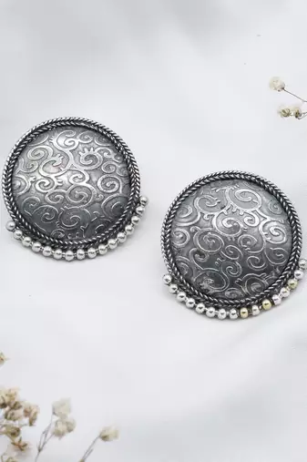 Indian look silver earrings