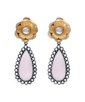 Silver earrings with rose quartz gemstone 2