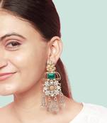 Lord ganesha emerald embellished silver earrings