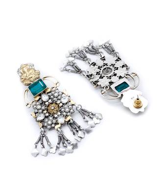 Lord ganesha emerald embellished silver earrings 4