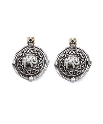 Antique elephant designed silver earrings 3