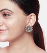 Sunflower design silver earrings