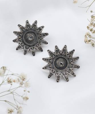 Sunflower design silver earrings 2