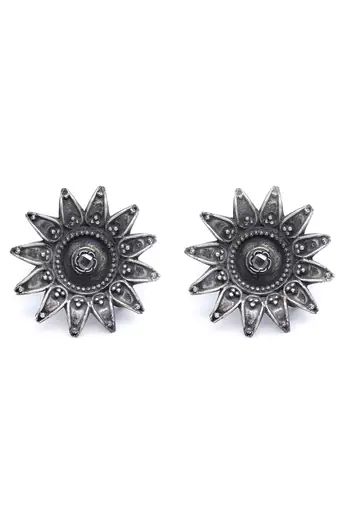 Sunflower design silver earrings